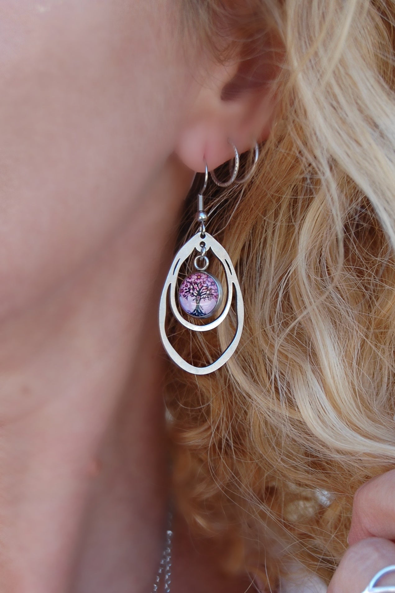 Spirit Lala: Tree of Life Pink Doubled Up Earrings