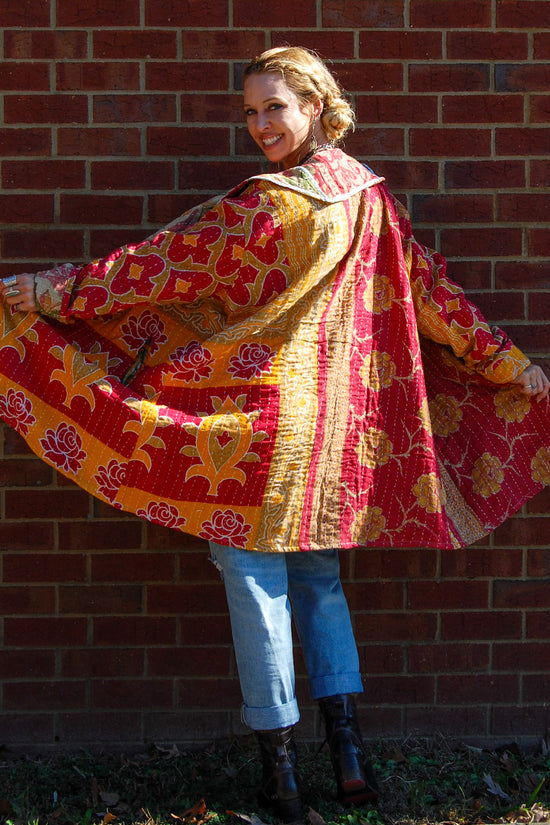 Load image into Gallery viewer, The Dahlia Patchwork Jacket in Lemon Raspberry - SpiritedBoutiques Boho Hippie Boutique Style Jacket, The Roots
