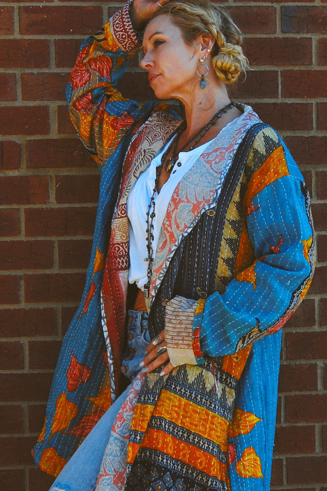 The Dahlia Patchwork Jacket in Lush - SpiritedBoutiques Boho Hippie Boutique Style Jacket, The Roots