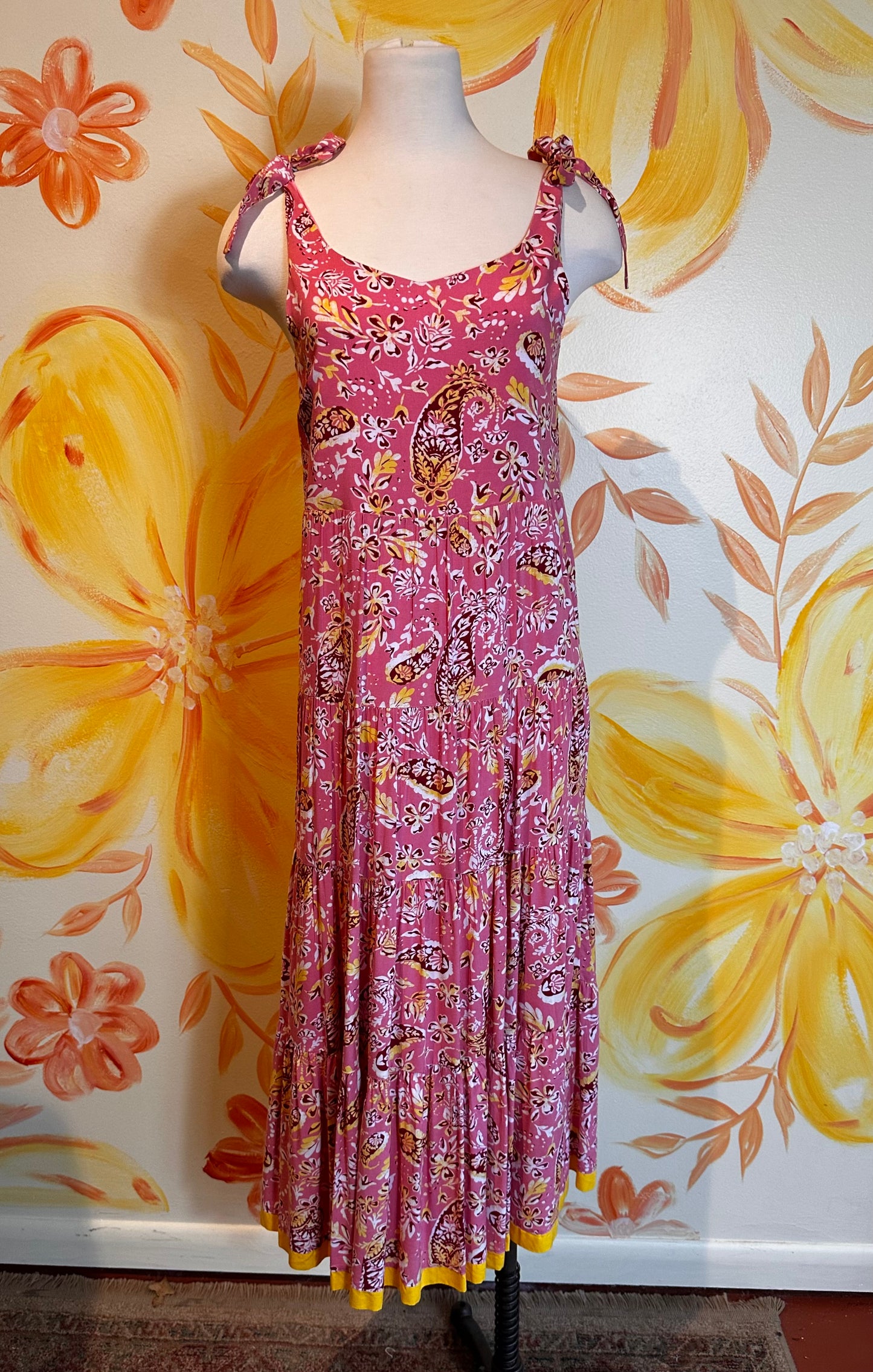 Final Sale Paisley Tiered Maxi Dress in Pink