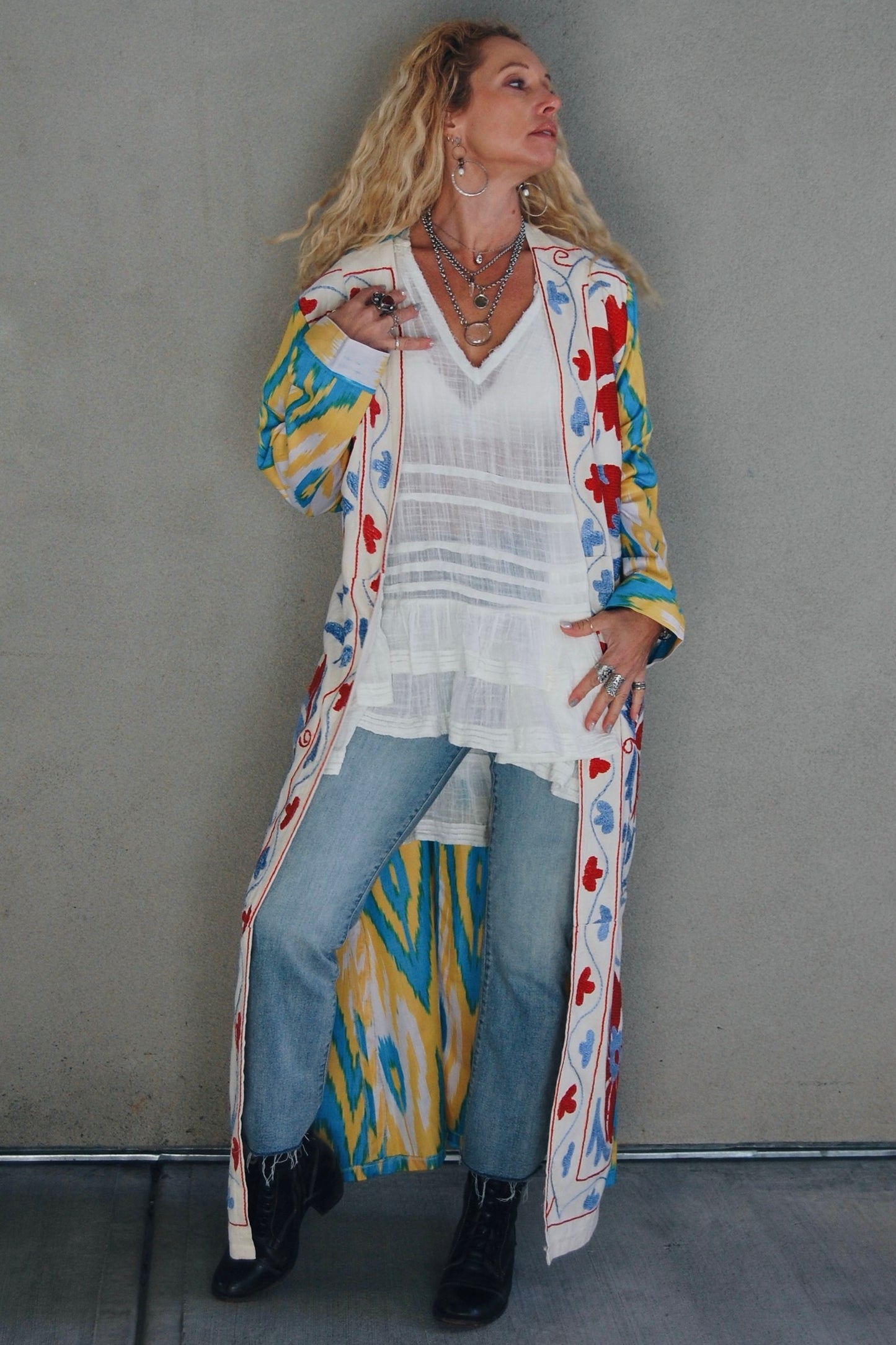 Load image into Gallery viewer, The Dreamer Jacket in Tropical Ikat - SpiritedBoutiques Boho Hippie Boutique Style Jacket, Spirited
