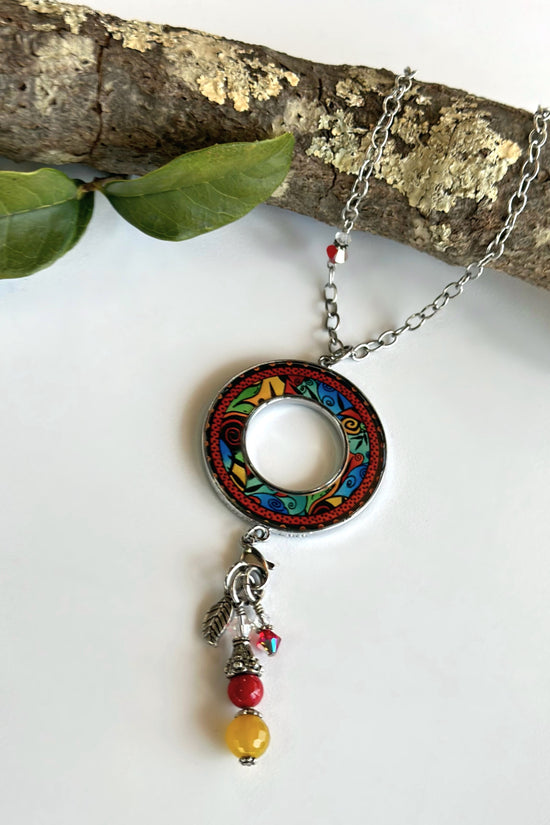 Spirit Lala: Colorful Leaf Statement Circle Necklace