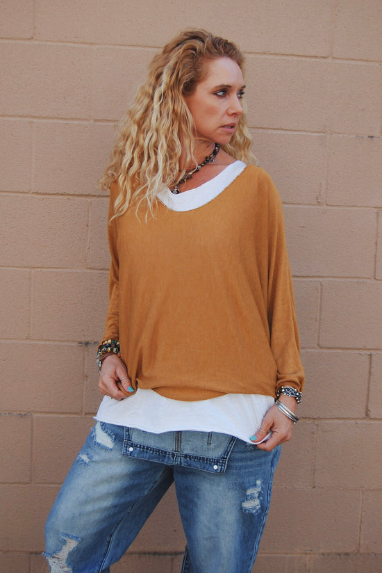 Layered Lounge 2 Piece Top in Mustard