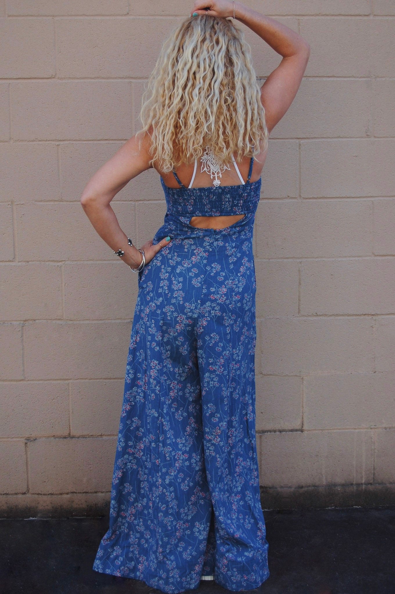 Load image into Gallery viewer, Ditsy Cami Jumpsuit in Blue

