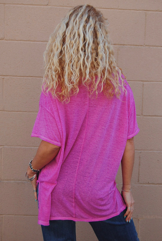 Load image into Gallery viewer, Melange Burnout Top in Neon Hot Pink
