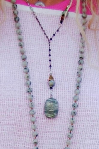 Spirit Lala Boho: Stone Drop Necklace in Grey