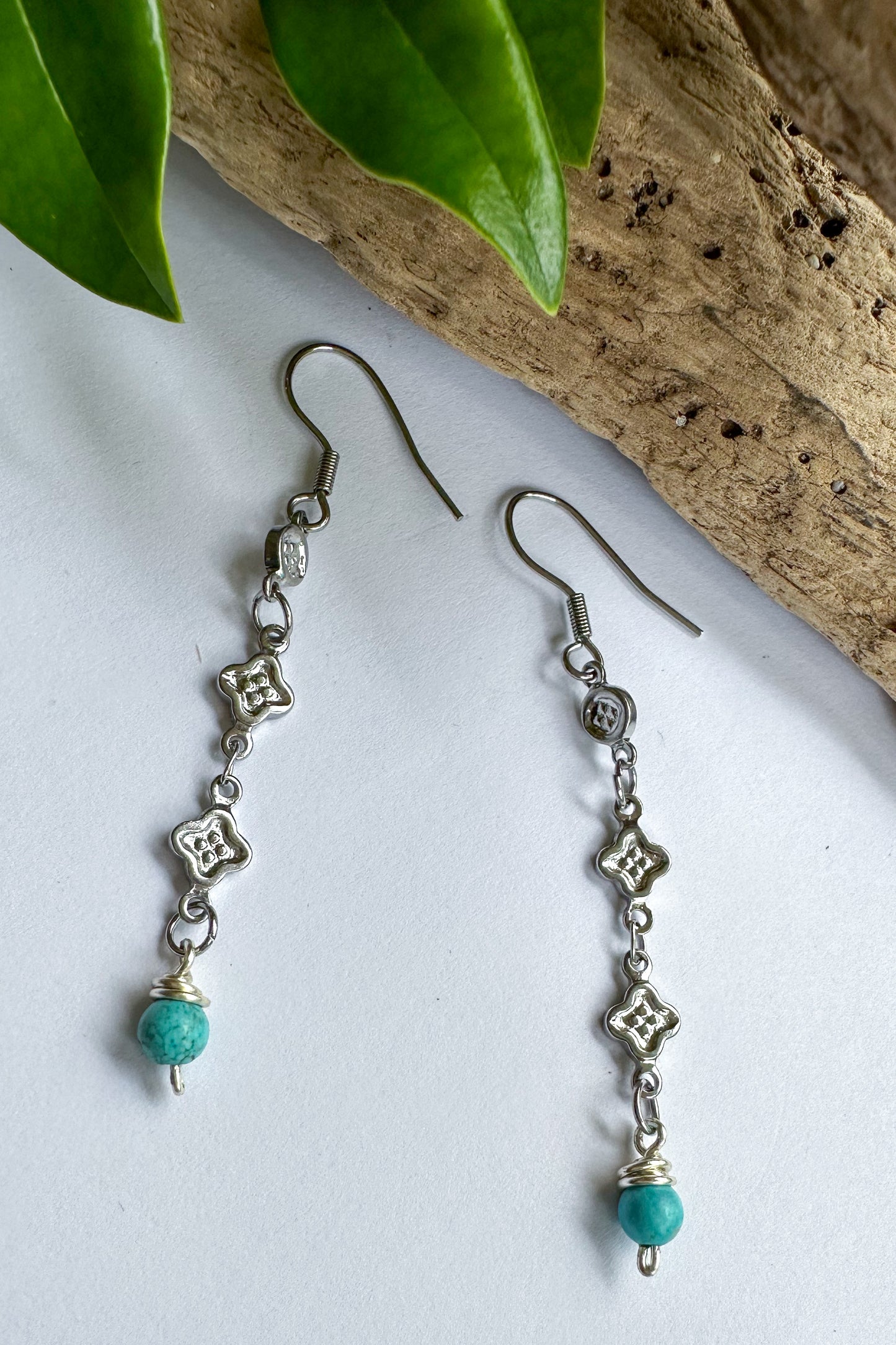 Three Drop Charm Earrings in Turquoise - SpiritedBoutiques Boho Hippie Boutique Style Earrings, Serenity Spirit Lala