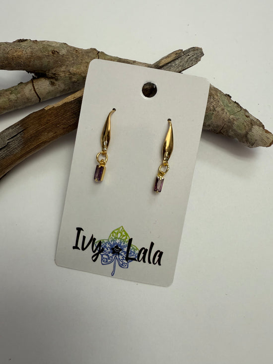 Mini Rectangle Crystal Earrings