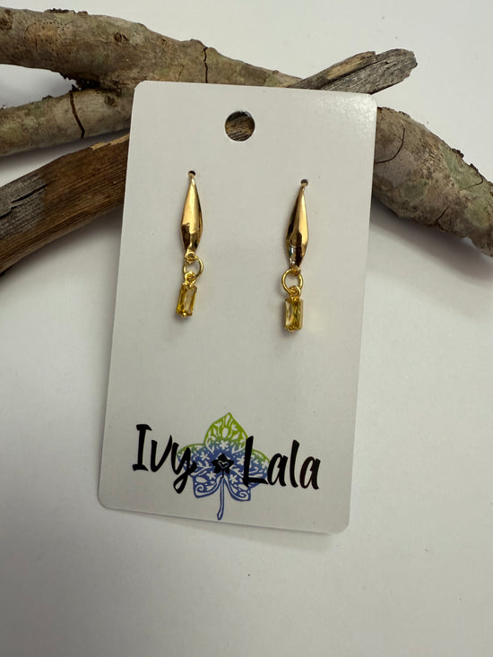Mini Rectangle Crystal Earrings