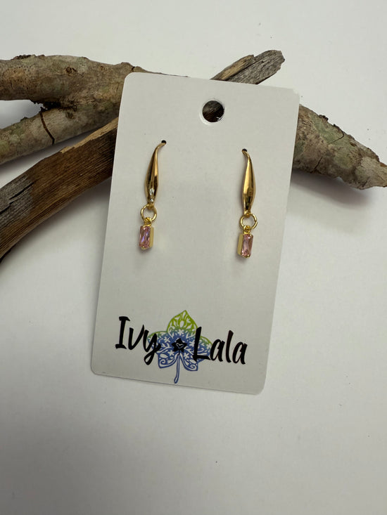 Mini Rectangle Crystal Earrings