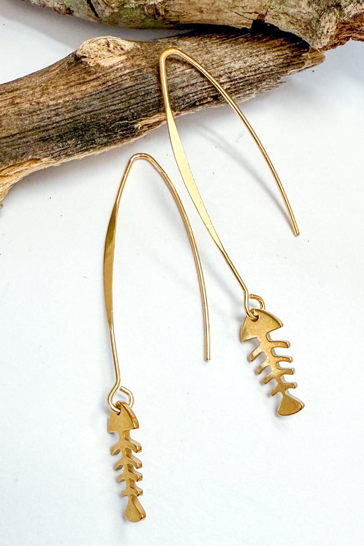 Fish Skeleton Charm Earrings