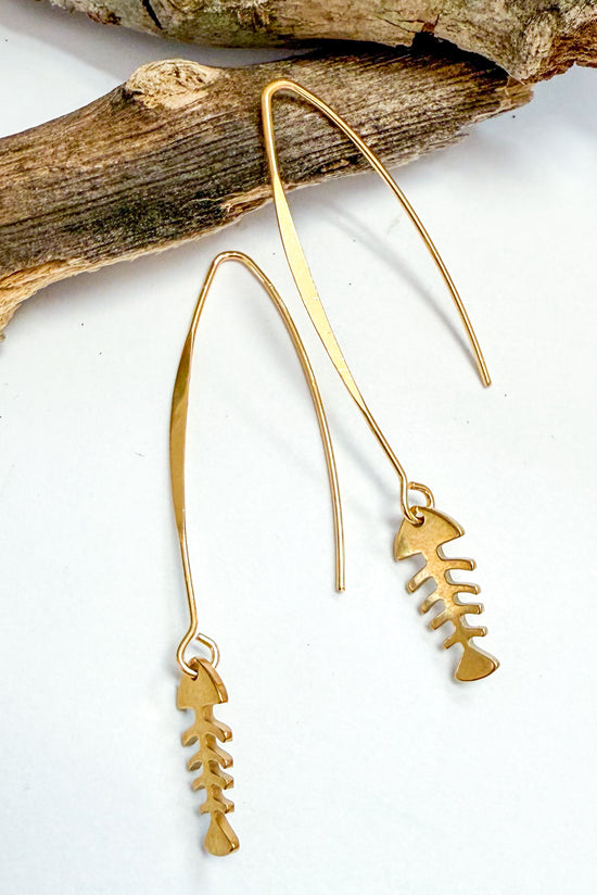 Fish Skeleton Charm Earrings
