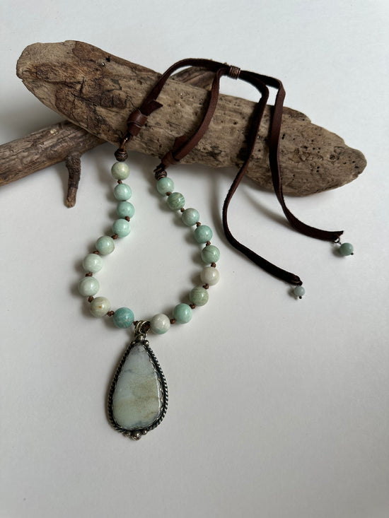 Load image into Gallery viewer, In The Spotlight Gemstone Necklace in Amazonite - SpiritedBoutiques Boho Hippie Boutique Style Necklace, Carol Sue
