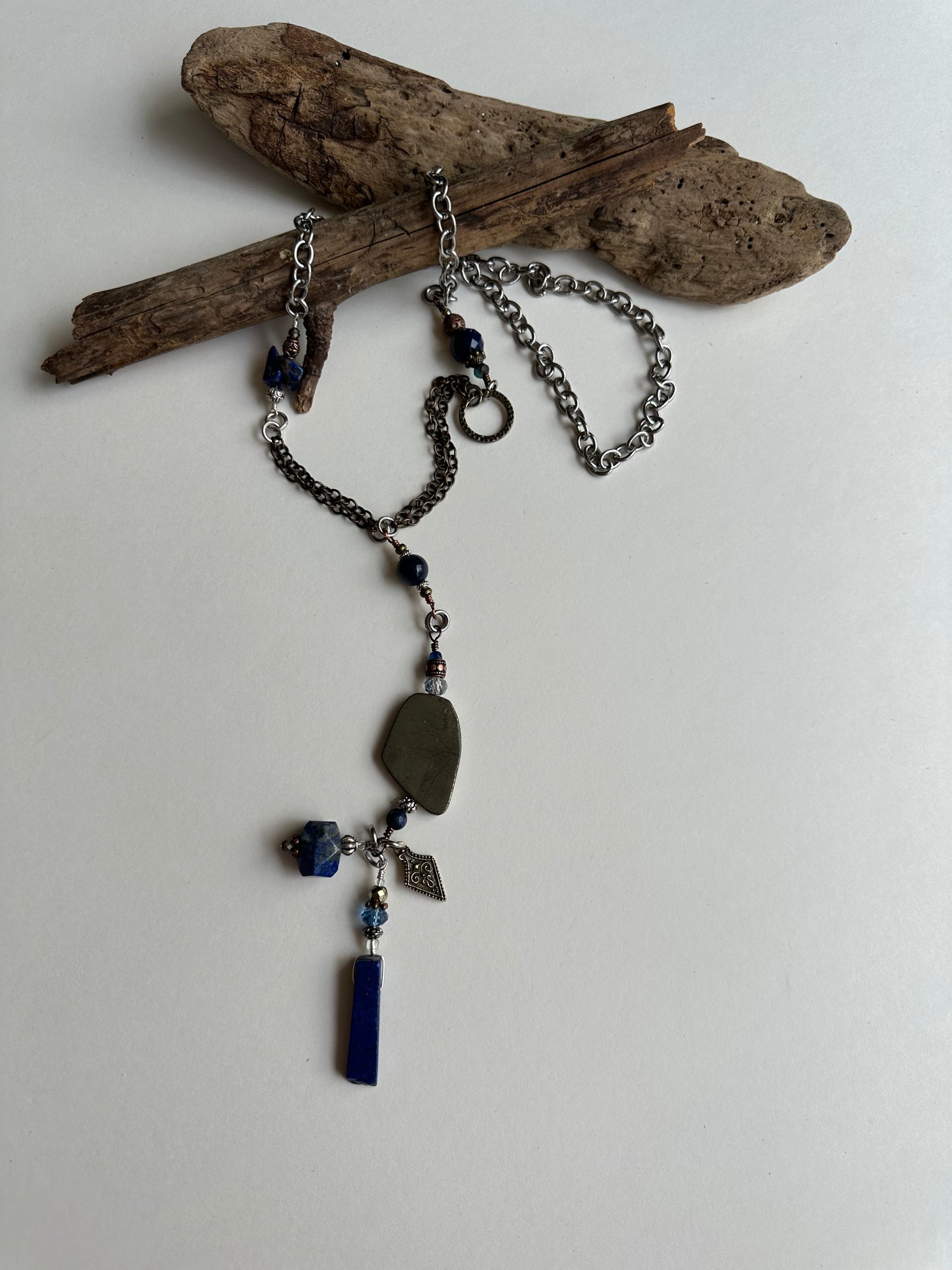 Show Stopper Drop Necklace in Dark Blue - SpiritedBoutiques Boho Hippie Boutique Style Necklace, Spirit Lala Boho