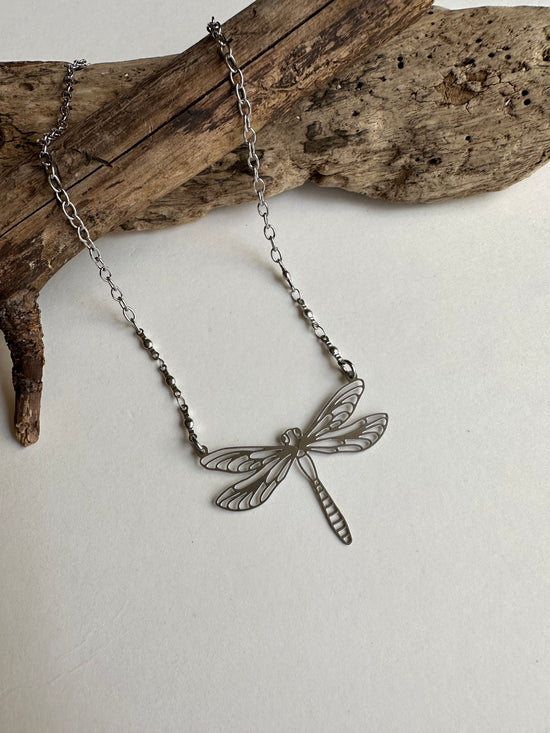 Stainless Dragonfly Necklace - SpiritedBoutiques Boho Hippie Boutique Style Necklace, Serenity Spirit Lala