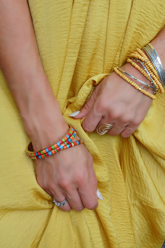 The Anju Yasmin Beaded Stretch Bracelet in Yellow