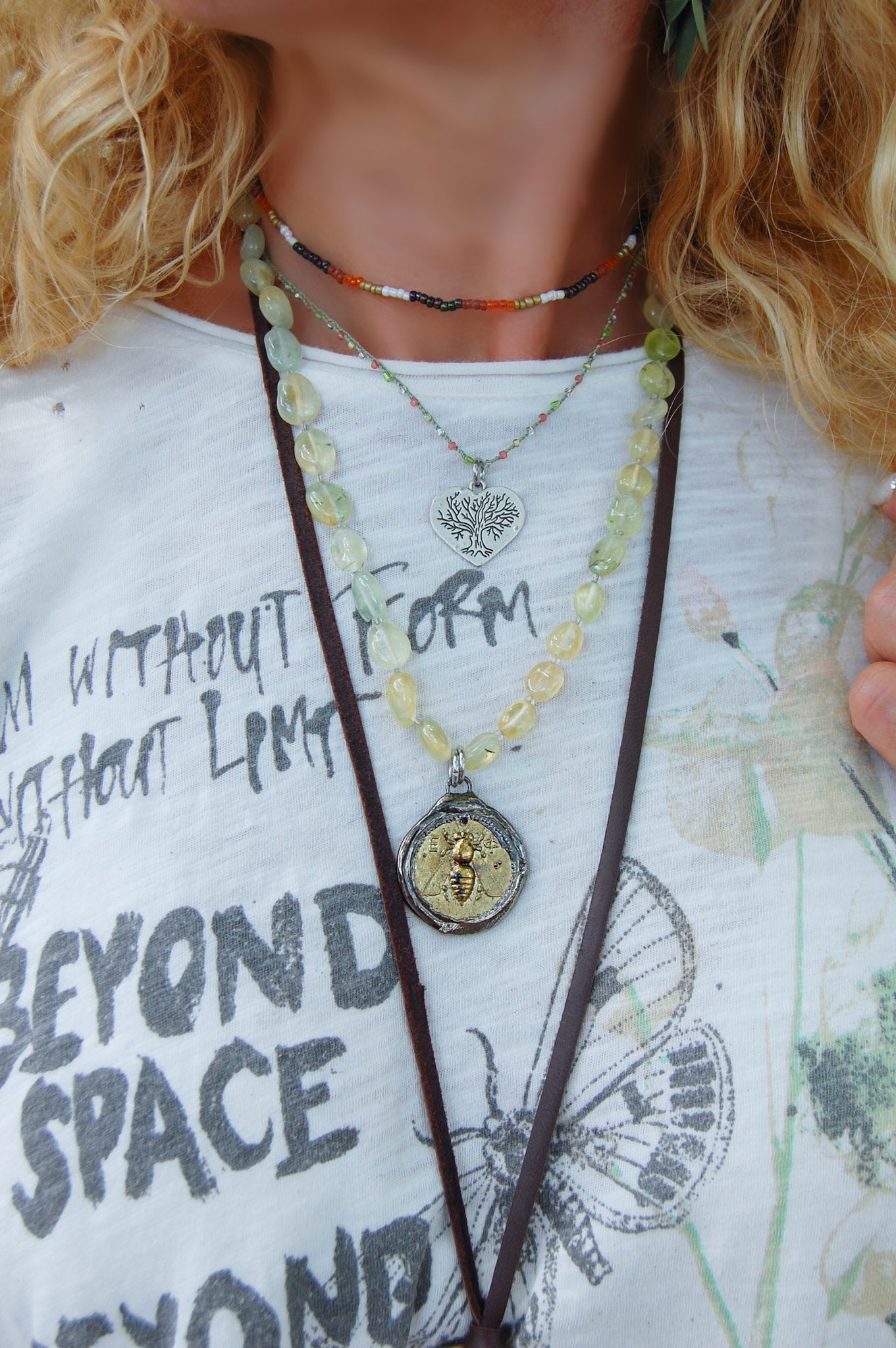 Spirit Lala Vintage Coin: Corded Bee Medallion Necklace