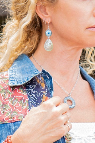 Royal Blue Mandala Filigree Earrings - SpiritedBoutiques Boho Hippie Boutique Style Earrings, Spirit Lala