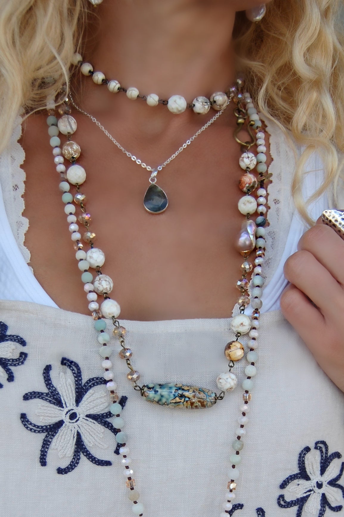 The Lana Pearl Gemstone Layering Necklace