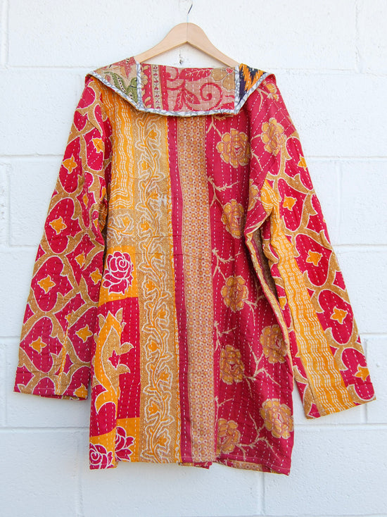 The Dahlia Patchwork Jacket in Lemon Raspberry - SpiritedBoutiques Boho Hippie Boutique Style Jacket, The Roots