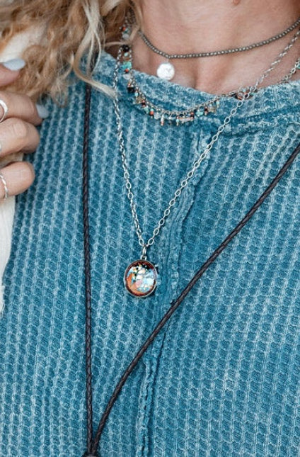 Retro Orange Flower Pendant Necklace - SpiritedBoutiques Boho Hippie Boutique Style Necklace, Spirit Lala