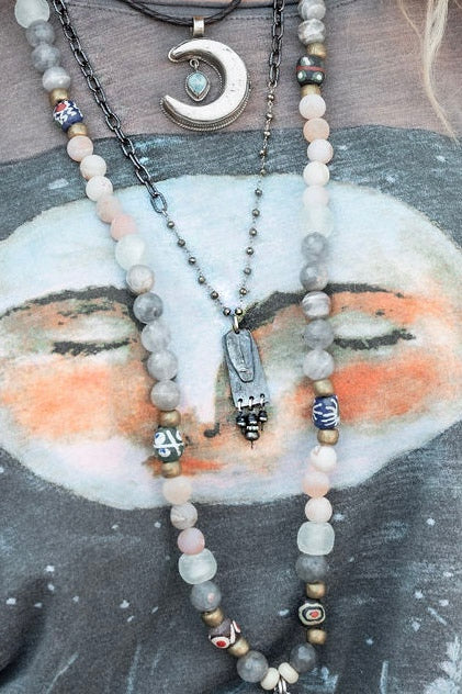 Faces on Pyrite Necklace - SpiritedBoutiques Boho Hippie Boutique Style Necklace, Spirit Lala Rustic