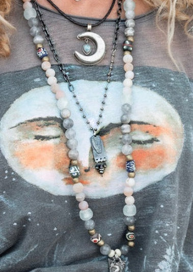Faces on Pyrite Necklace - SpiritedBoutiques Boho Hippie Boutique Style Necklace, Spirit Lala Rustic