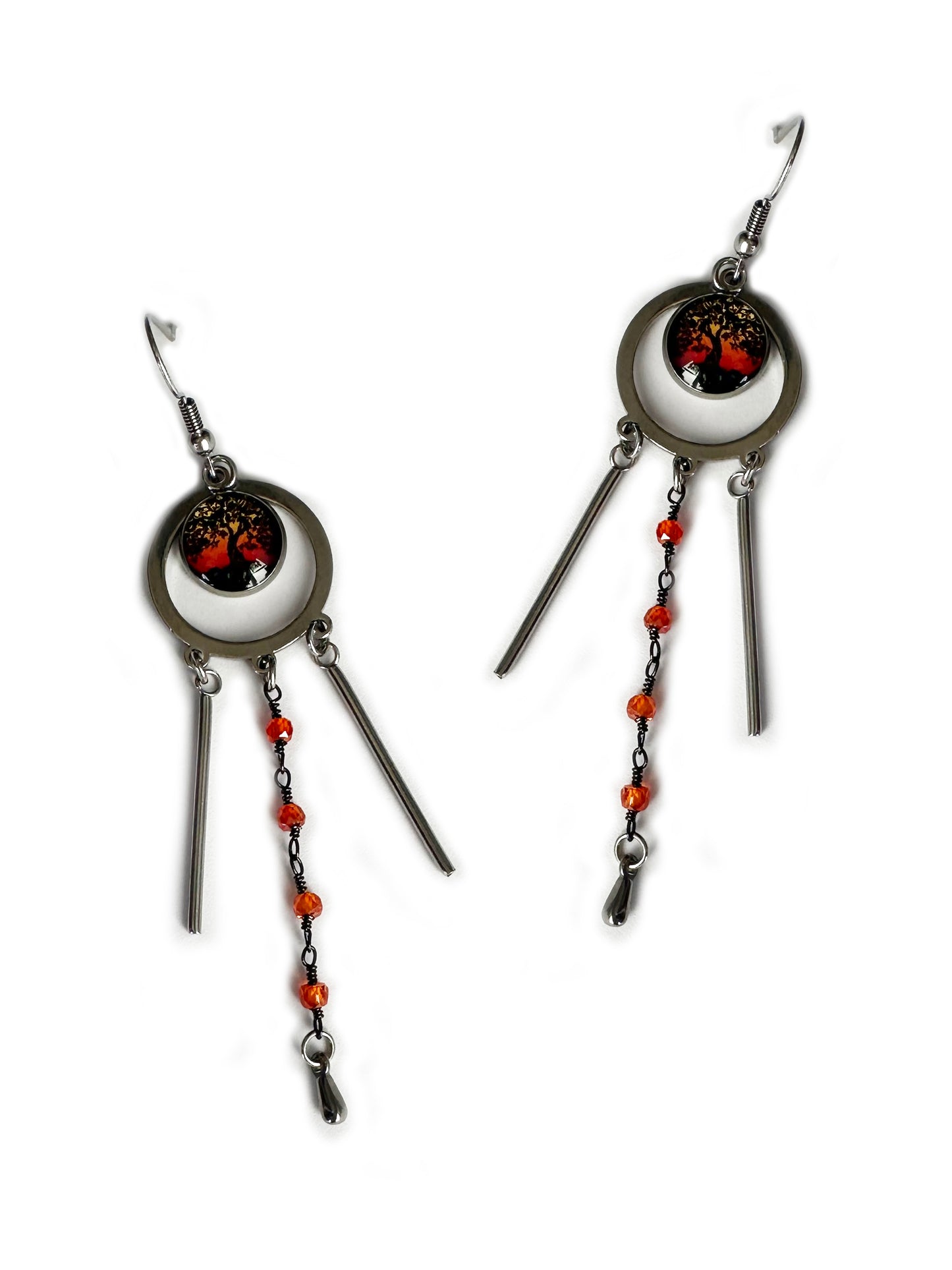 Spirit Lala Tri-Drop Statement Earrings in Tree Of Life Color - SpiritedBoutiques Boho Hippie Boutique Style Earrings, Spirit Lala