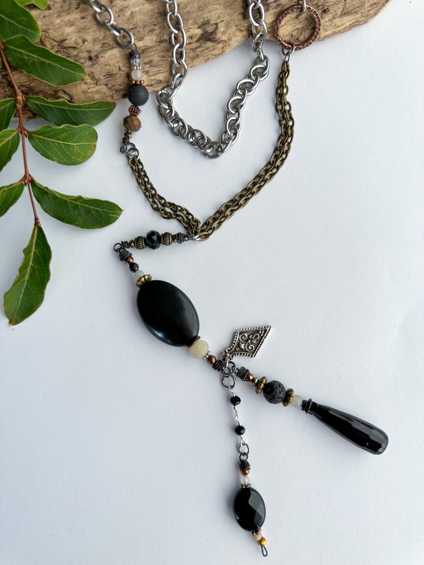 Show Stopper Drop Necklace in Black - SpiritedBoutiques Boho Hippie Boutique Style Necklace, Spirit Lala Boho