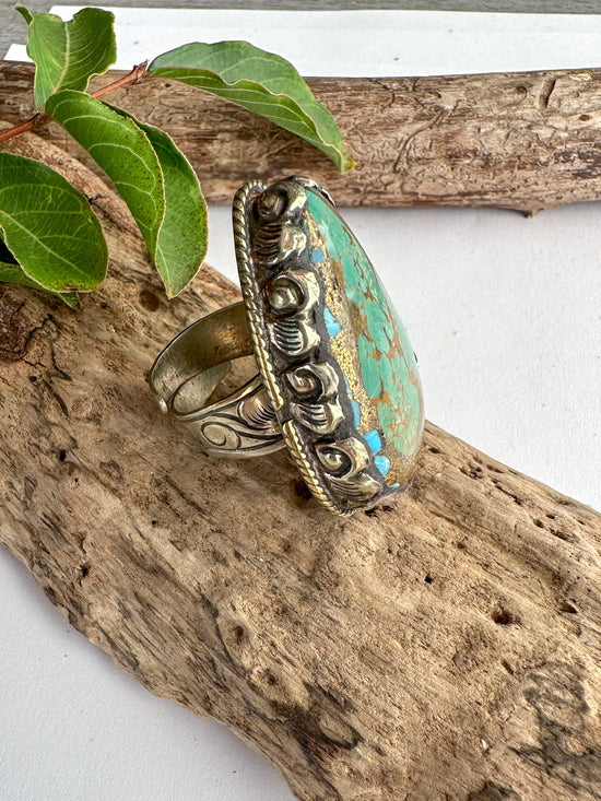 The Tammi Teardrop Turquoise Ring - SpiritedBoutiques Boho Hippie Boutique Style Ring, Dorjee Design Inc.