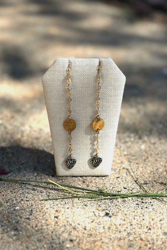 Rosary Stamp Charm Earrings - SpiritedBoutiques Boho Hippie Boutique Style Earrings, Spirit lala Gold