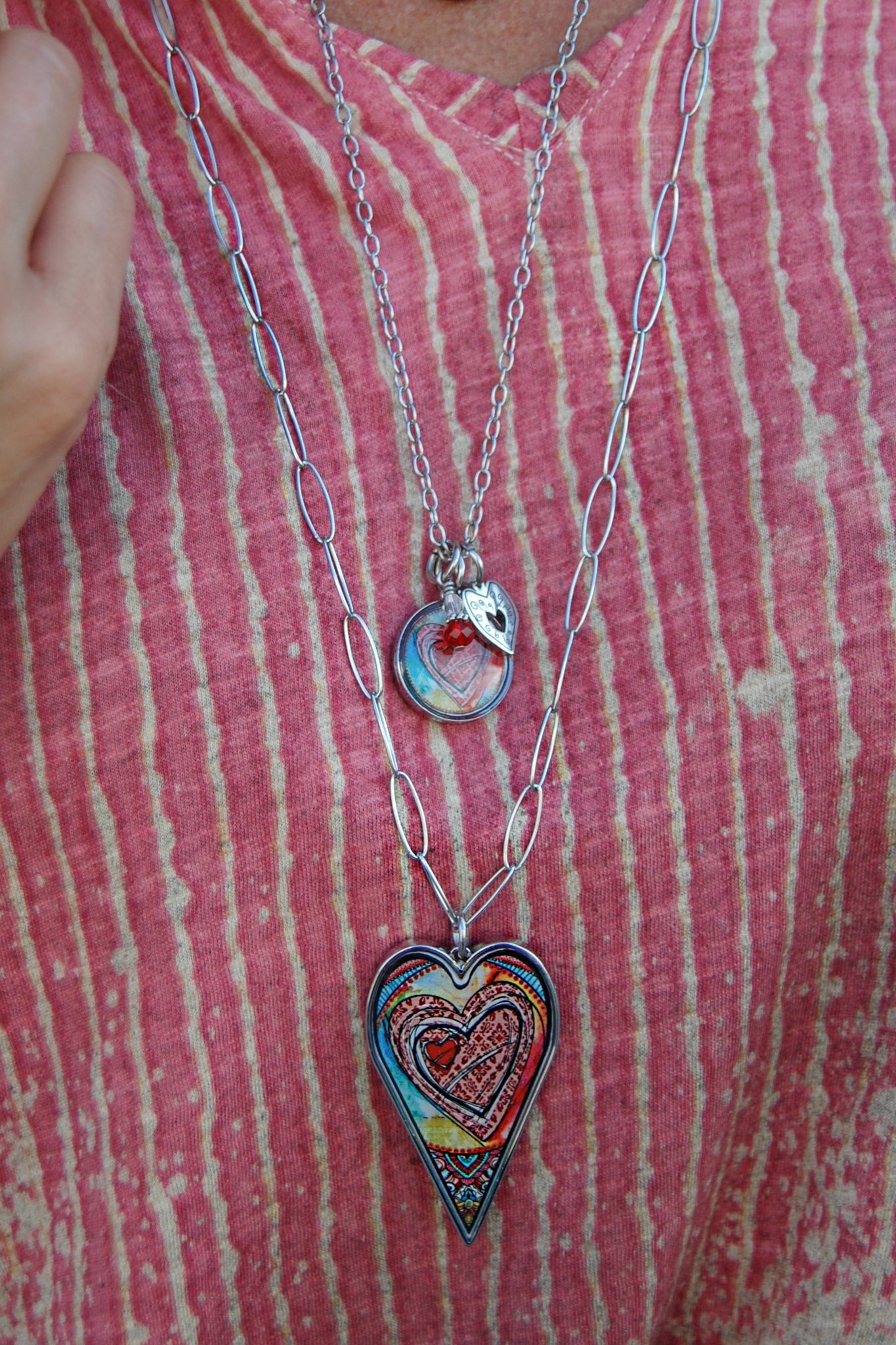 Spirit Lala: Large Abstract Heart Pendant Necklace