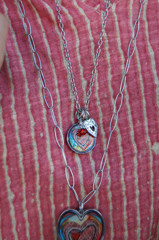 Spirit Lala: Abstract Heart Pendant & Charm Set Necklace