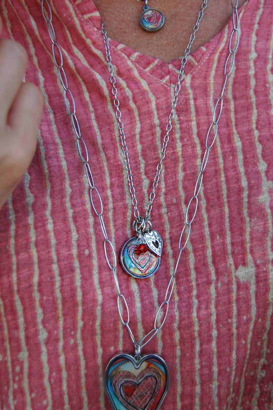 Spirit Lala: Abstract Heart Pendant & Charm Set Necklace