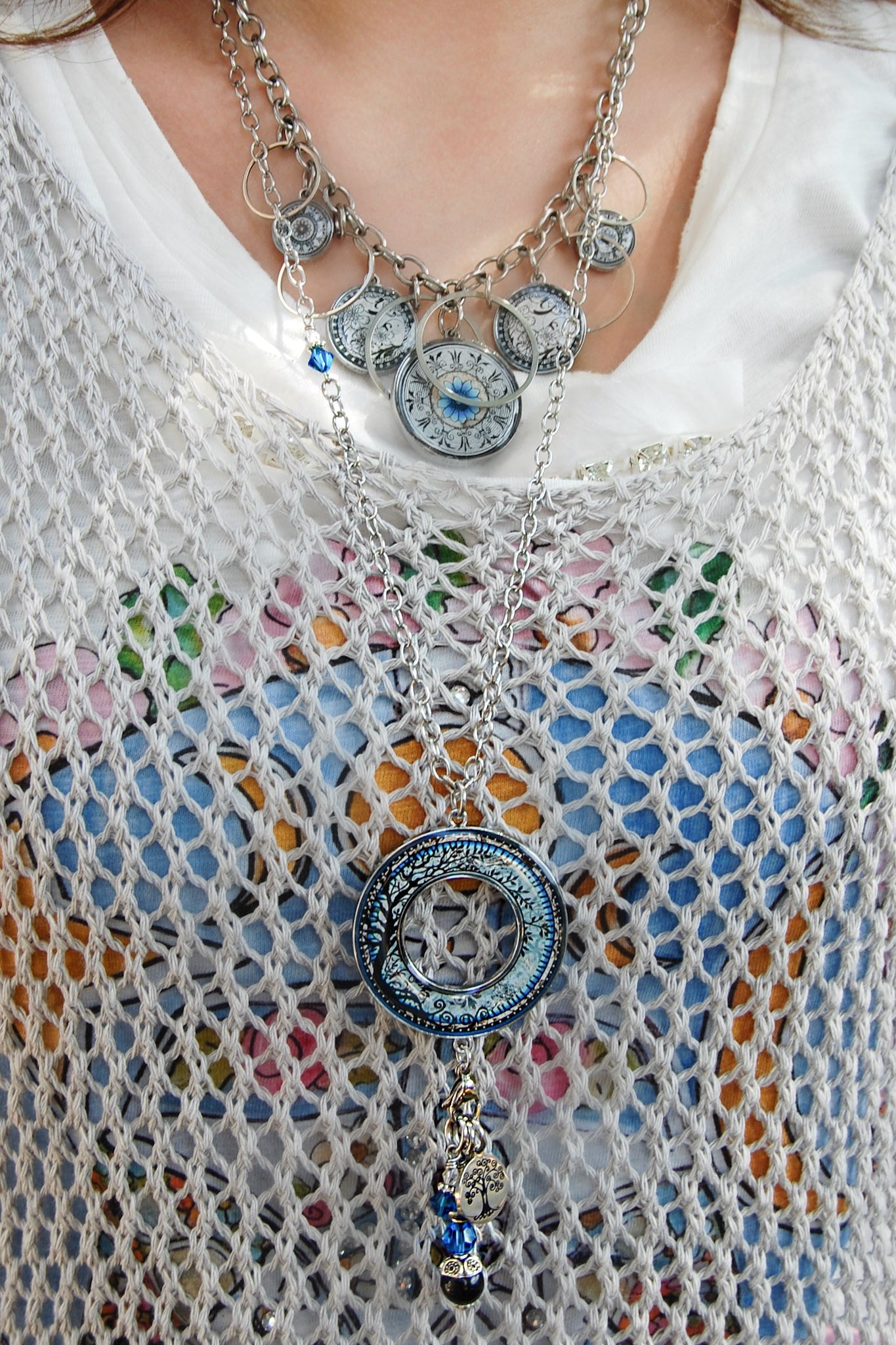 Spirit Lala: Tree Of Life Dark Blue Statement Circle Necklace