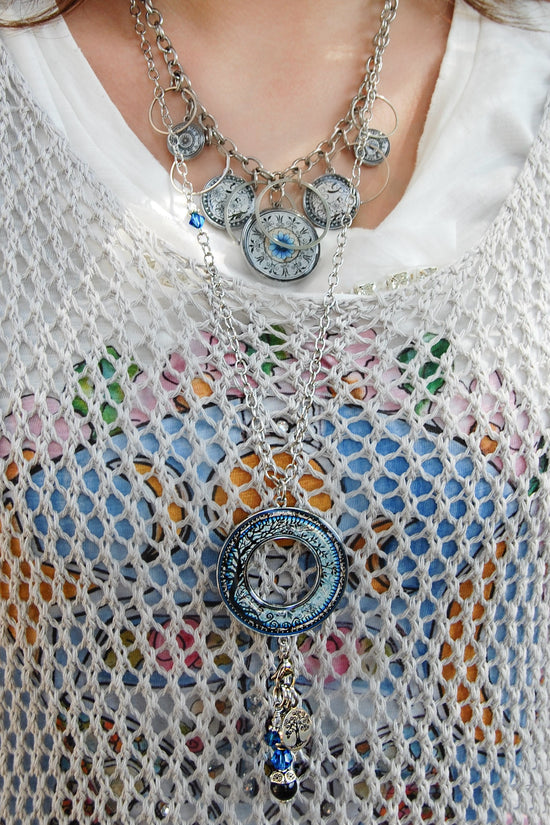 Spirit Lala: Tree Of Life Dark Blue Statement Circle Necklace