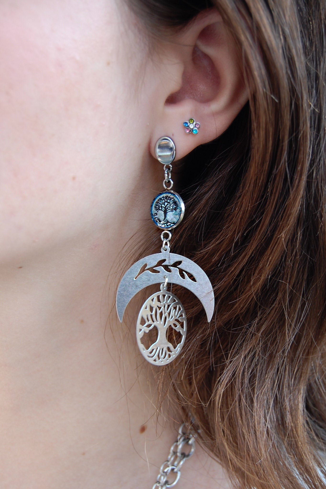 Spirit Lala: Tree Of Life Dark Blue Tree Drop Earrings