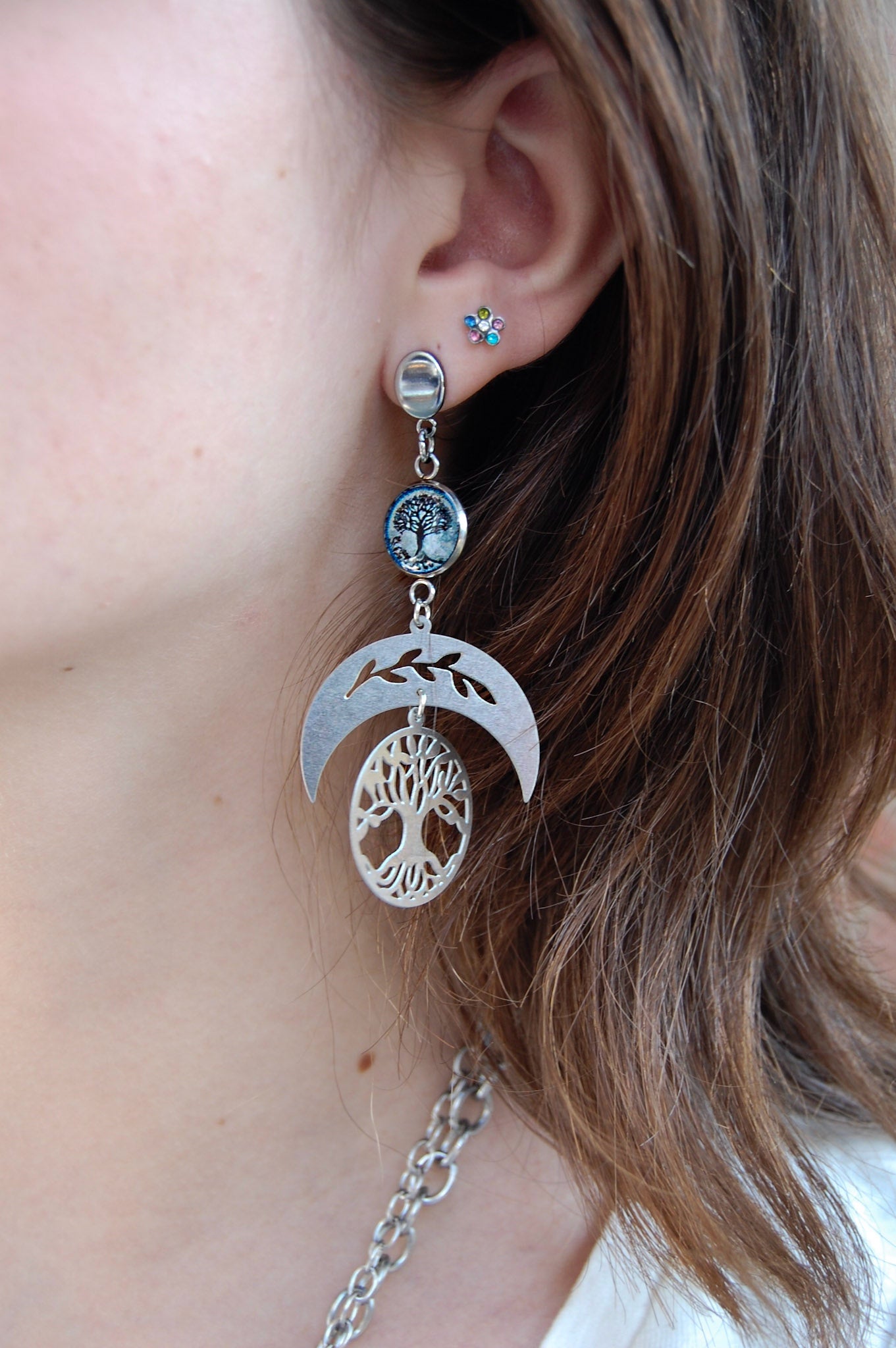 Spirit Lala: Tree Of Life Dark Blue Tree Drop Earrings