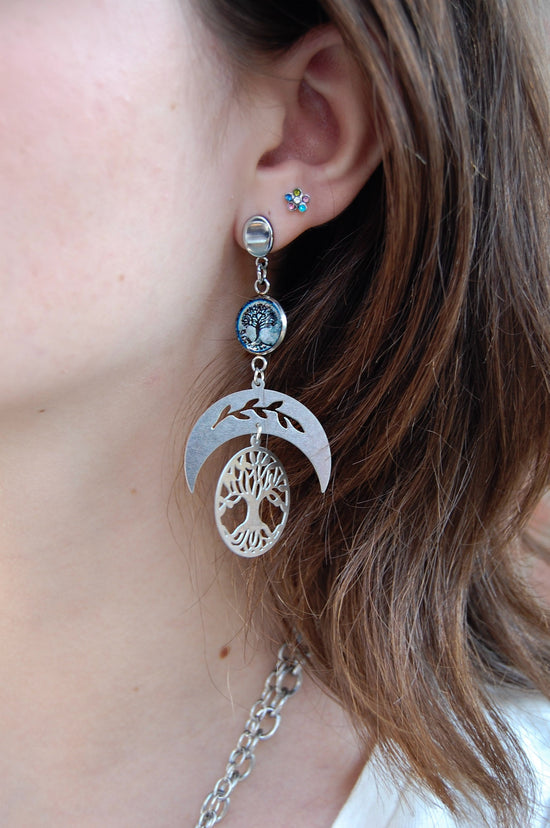 Spirit Lala: Tree Of Life Dark Blue Tree Drop Earrings