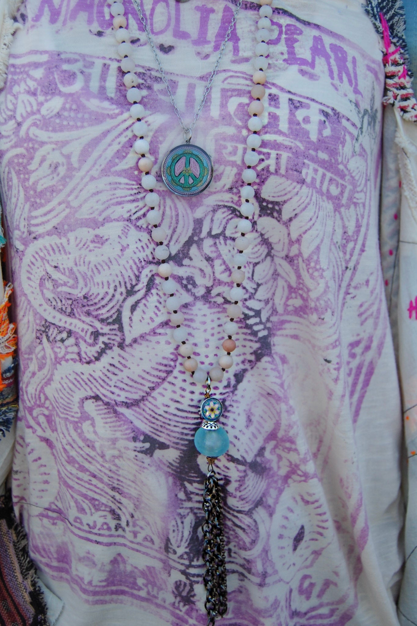 Spirit Lala: Statement Gem Yellow Flower Mandala Tassel Necklace