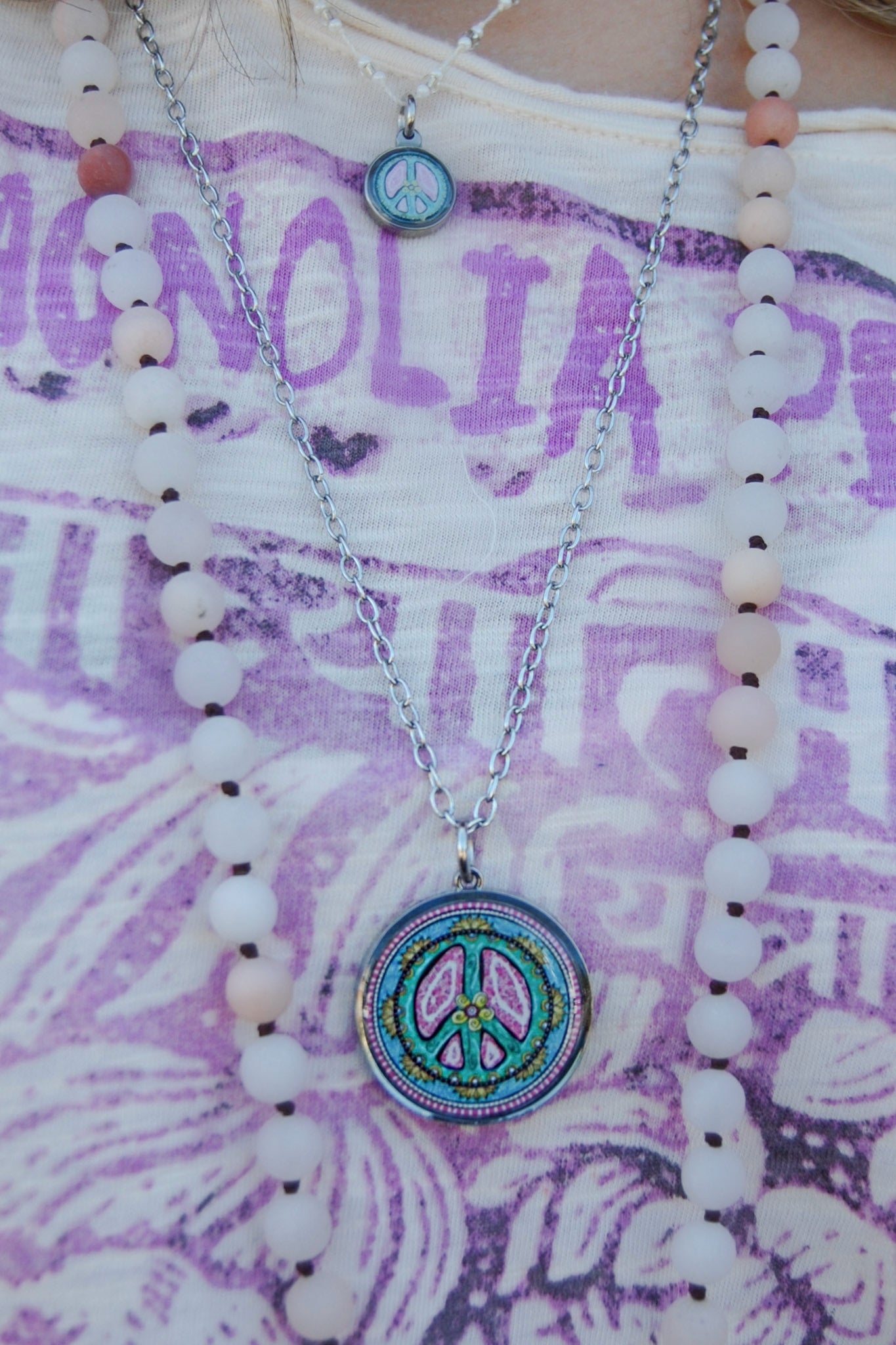Spirit Lala: Large Peace Sign Pendant Necklace