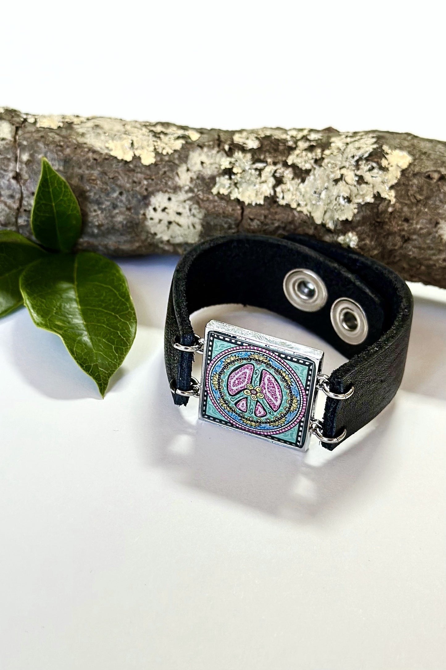 Spirit Lala: Peace Sign Art Cuff Bracelet