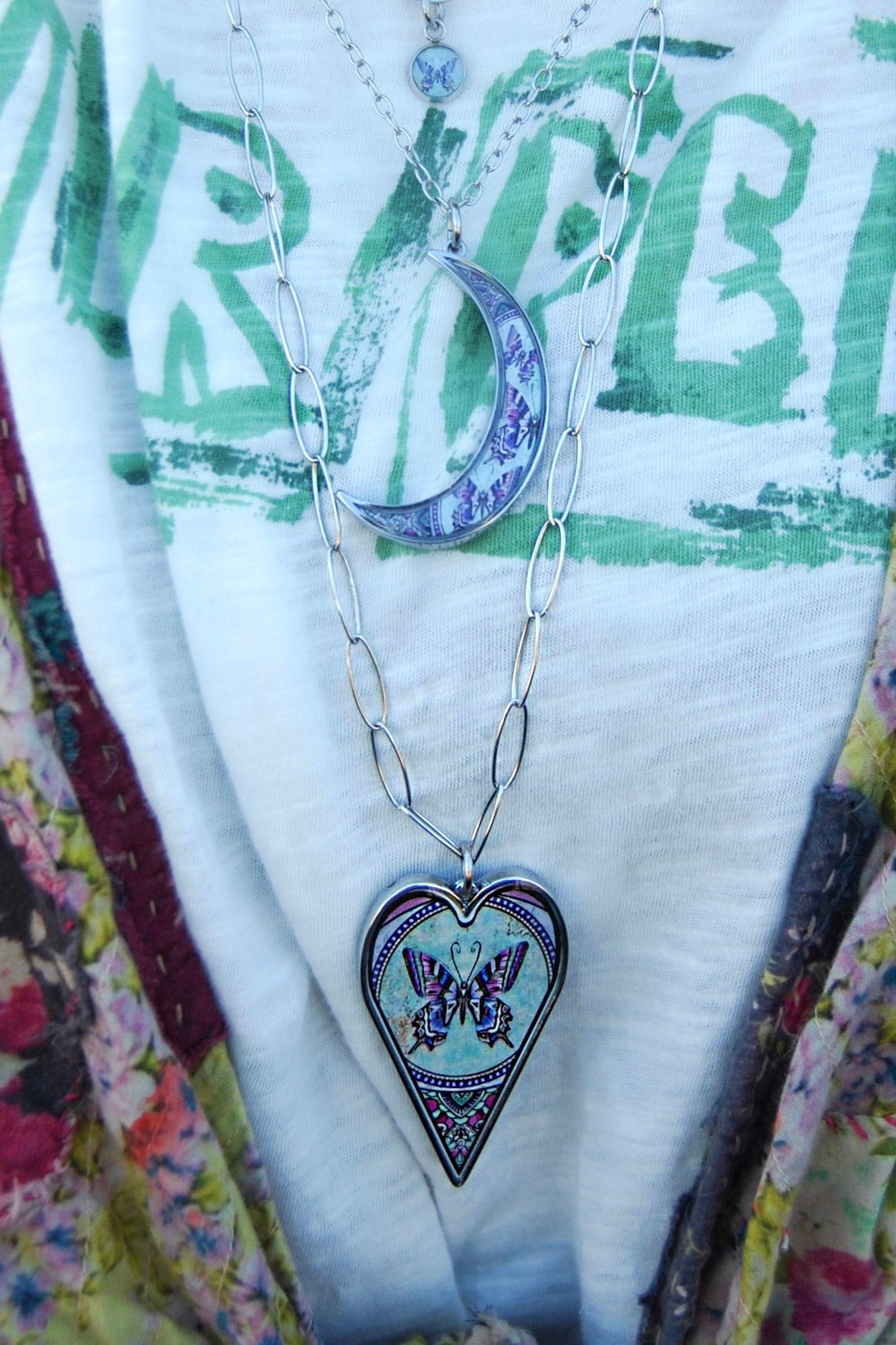 Spirit Lala: Large Butterfly Heart Pendant Necklace