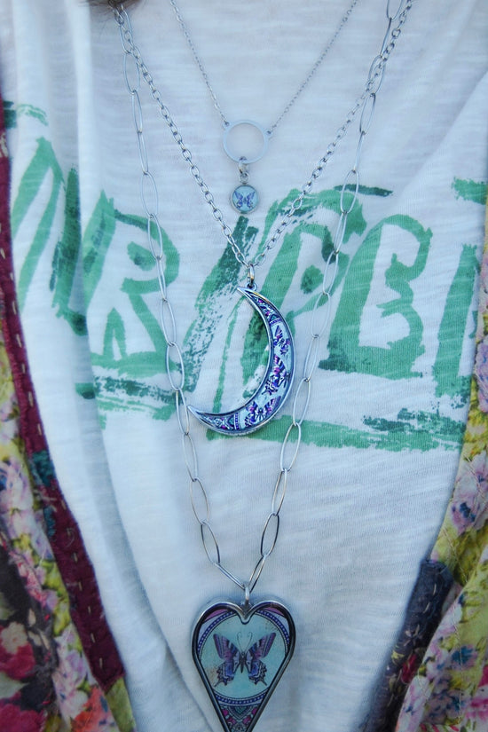 Spirit Lala: Crescent Moon Butterfly Pendant Necklace