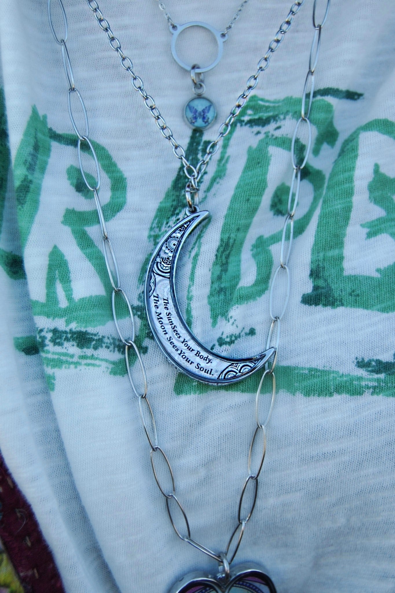 Spirit Lala: Crescent Moon Butterfly Pendant Necklace