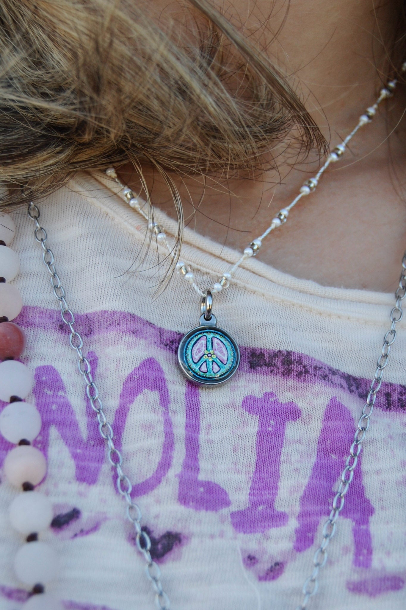 Spirit Lala: Peace Sign Crochet Necklace