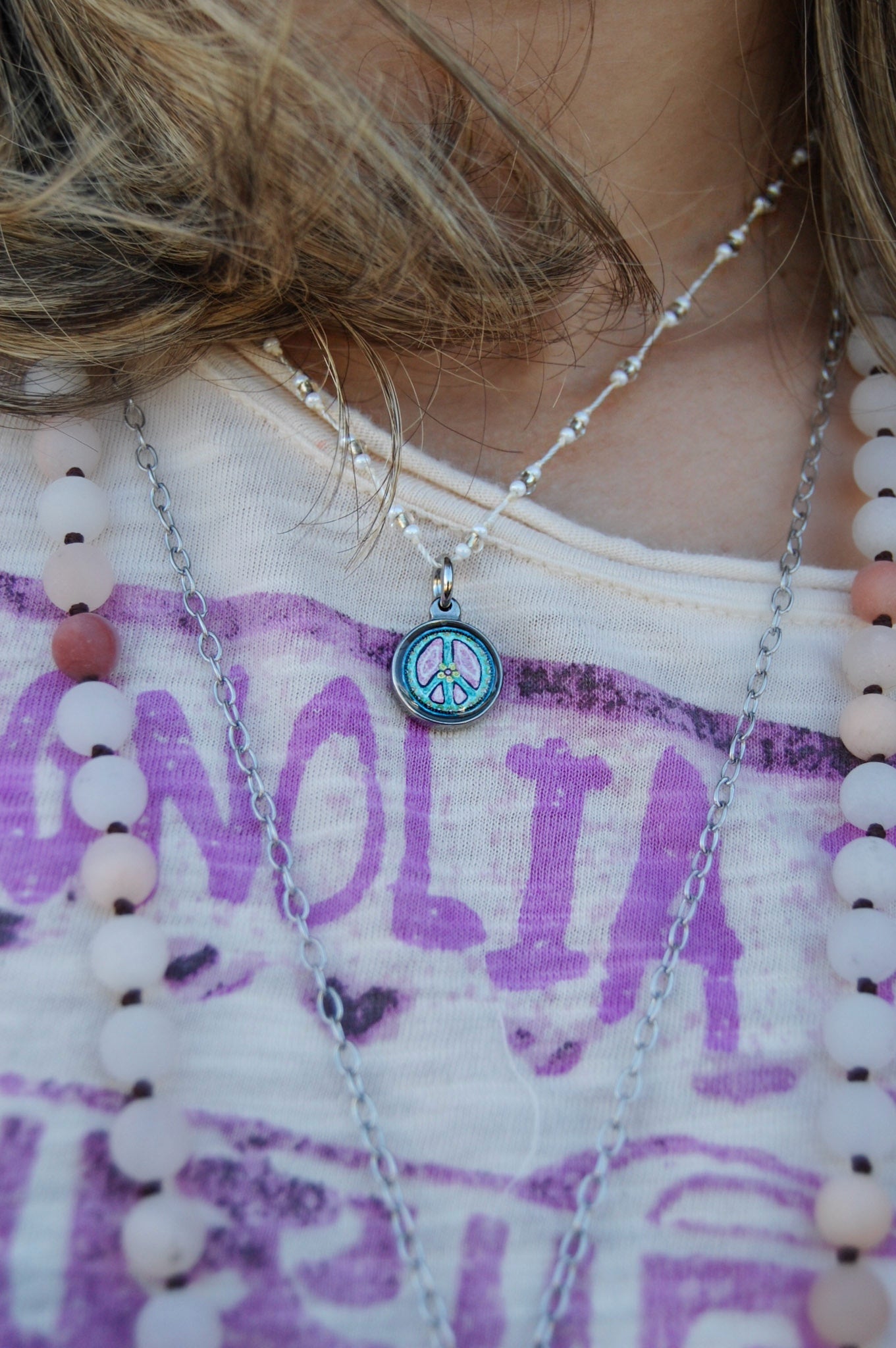 Spirit Lala: Peace Sign Crochet Necklace