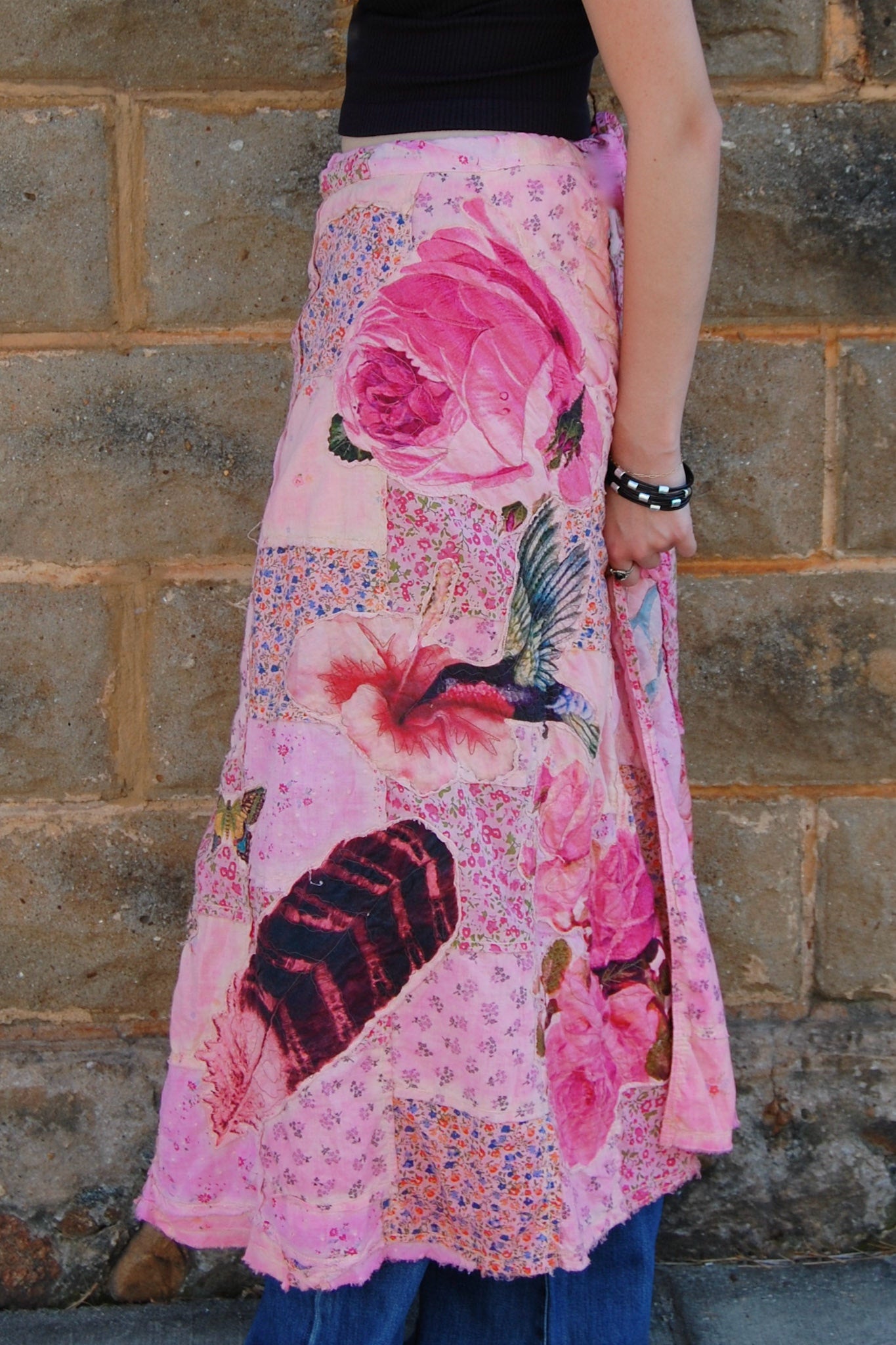 Magnolia Pearl Patchwork Sascha Wrap Skirt in Azalea
