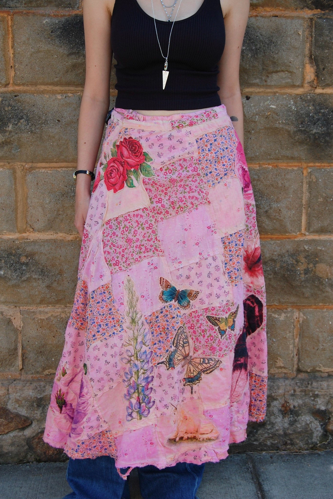 Magnolia Pearl Patchwork Sascha Wrap Skirt in Azalea