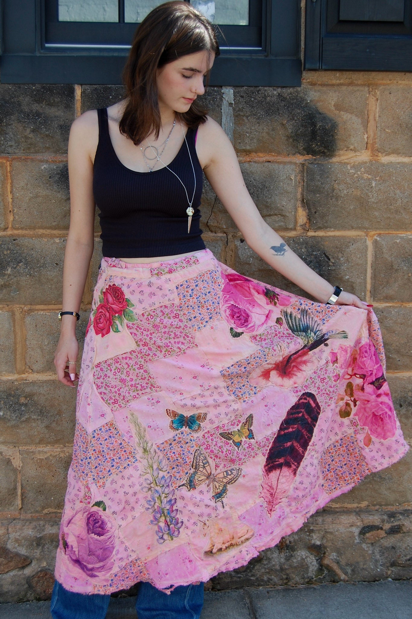 Magnolia Pearl Patchwork Sascha Wrap Skirt in Azalea